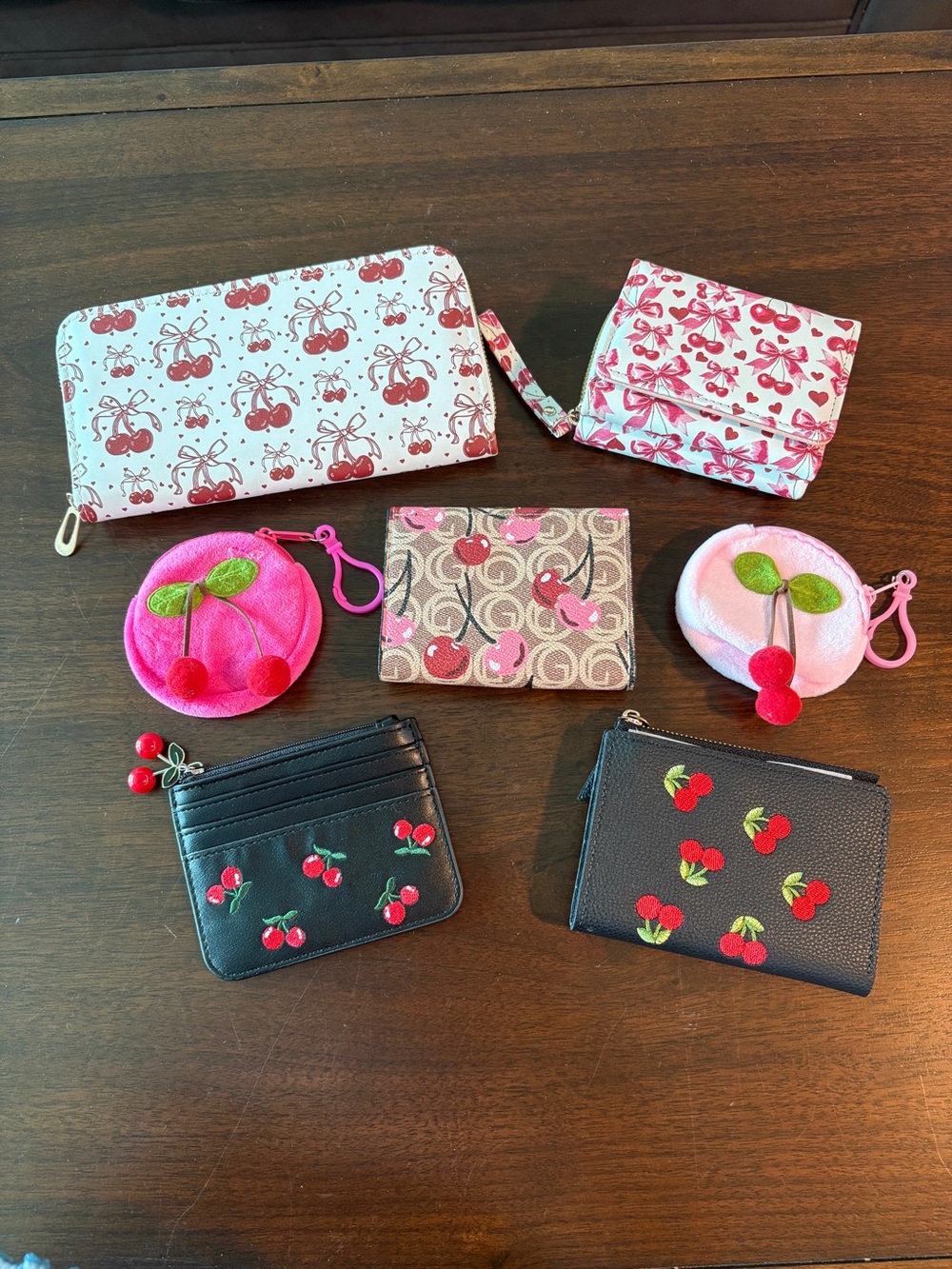 Cherry Wallet, Card Holder and Coin Purse Bundle